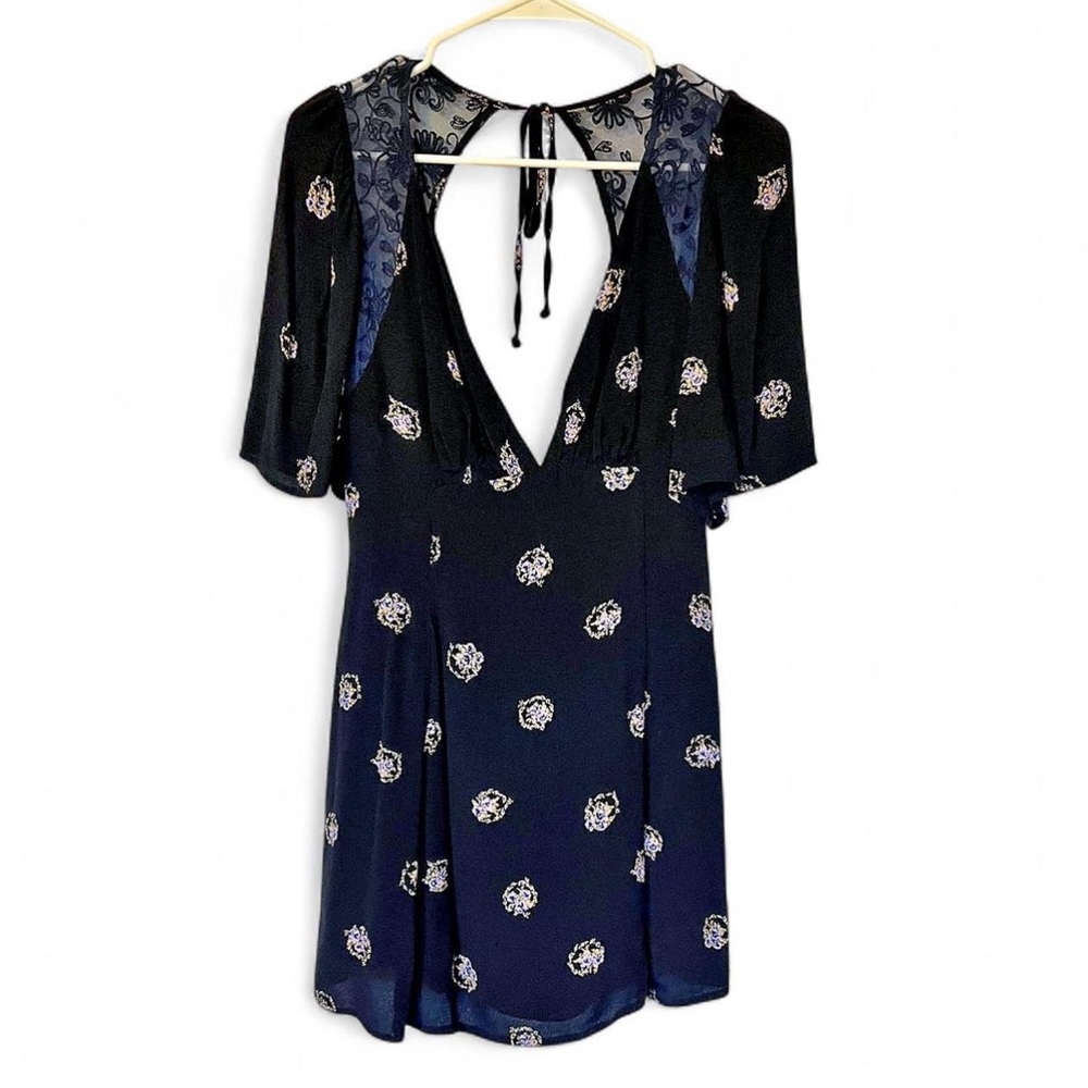 Free People Mockingbird Embroidered Lace Inset Mini Dress Size 6